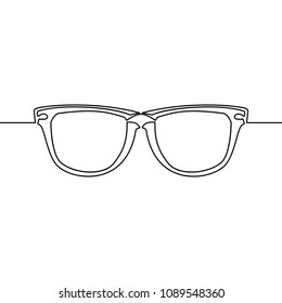 Continuous single drawn one line drawing of isolated vector object eye glasses