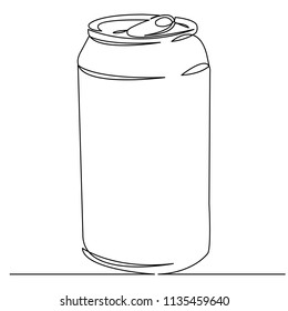 continuous single drawn one line can of soda hand-drawn picture silhouette. Line art.