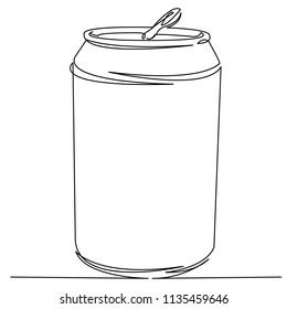 continuous single drawn one line can of soda hand-drawn picture silhouette. Line art.