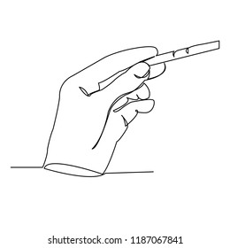 continuous single drawn one line pregnancy test in hand hand-drawn picture. Line art. doodle