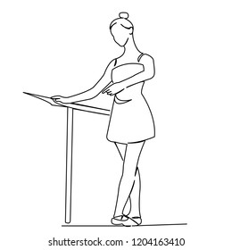 continuous single drawn one line dancer ballerina at hand-drawn picture silhouette. Line art. doodle