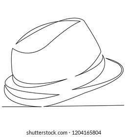continuous single drawn one line men's hat hand-drawn picture silhouette. Line art. doodle.