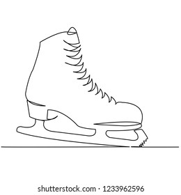 continuous single drawn one line figure skates hand-drawn picture silhouette. Line art. doodle