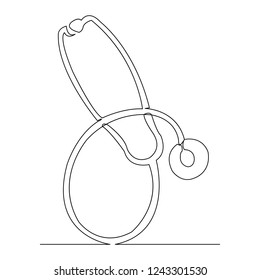continuous single drawn one line stethoscope freehand drawn picture silhouette. Line art. doodle