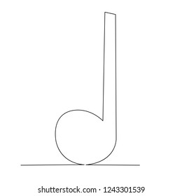 continuous single drawn one line note hand-drawn picture silhouette. Line art. doodle.note sixteenth, half