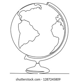 continuous single drawn one line globe hand-drawn picture silhouette. Line art. doodle