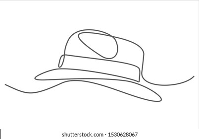 Continuous single drawn one line men hat hand  drawn picture silhouette  Line art  