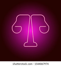 continuous single drawn one line of scales of justice drawn from the hand a picture of the silhouette. Line art.. Vector neon icon. Pink color