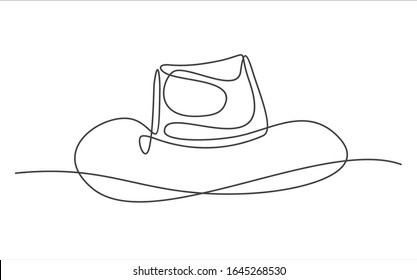 Continuous single drawn one line hat hand-drawn picture silhouette. Line art. 