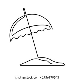 continuous single drawn one line umbrella for beach hand-drawn picture silhouette. Line art. sun protection umbrella. Summer