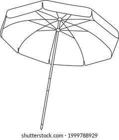 continuous single drawn one line umbrella for beach hand-drawn picture silhouette. Line art. sun protection umbrella
