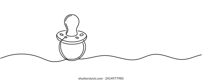 continuous single drawn one line for infants pacifier hand-drawn picture silhouette. Line art