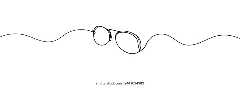 Dibujo continuo de una sola línea dibujada de gafas de ojo de objeto vectorial aislado.
