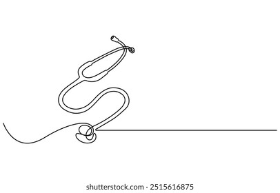 continuous single drawn one line stethoscope freehand drawn picture silhouette, doctors day Continuous one line art drawing of stethoscope vector art illustration