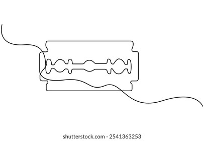 durchgehende einzelne gezeichnet ein Linie Rasierer handgezeichnete Bild Silhouette. Line Art Schneiden Klinge Rasierer, Kontinuierliche Linie Zeichnung von Rasierapparat Single Line Art