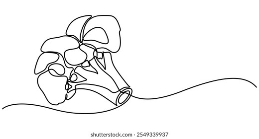 Continuo dibujado una sola línea de verduras de brócoli dibujado a mano silueta de imagen. Línea de arte. Doodle, Brócoli una línea de diseño continuo. Concepto de diseño de símbolo vegetal. Elementos decorativos