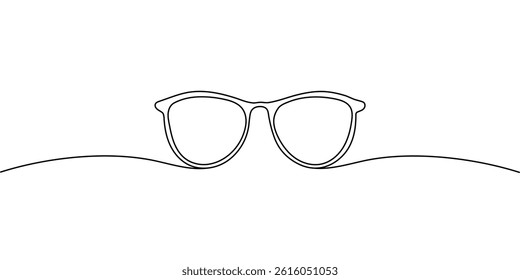 continuous single drawn one line sunglasses hand-drawn picture silhouette. Line art. doodle Editable stroke