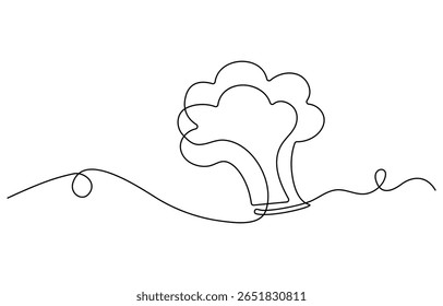 Silhueta desenhada à mão de legumes de brócolis de linha única contínua. Linha de arte. Doodle, uma linha única contínua de brócolis verde isolado no fundo branco. conceito de comida vegetal