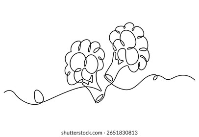 Silhueta desenhada à mão de legumes de brócolis de linha única contínua. Linha de arte. Doodle, uma linha única contínua de brócolis verde isolado no fundo branco. conceito de comida vegetal