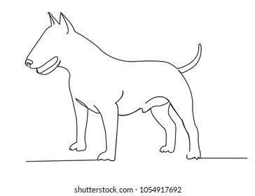 Bulevares terrier de una sola línea dibujados continuos dibujados por la imagen de silueta de la mano. Línea de arte. carácter de un perro