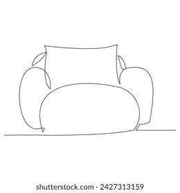 Silla de sofá de una sola línea continua. Una línea de dibujo de la sala de estar con muebles modernos ilustración vectorial