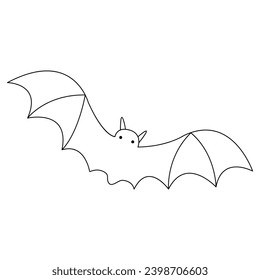 Continuous single line art cute bat drawing vector illustration