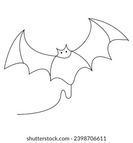 Dibujo continuo de una línea de arte lindo murciélago ilustración vectorial
