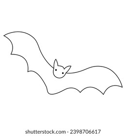 Continuous single line art cute bat drawing vector illustration