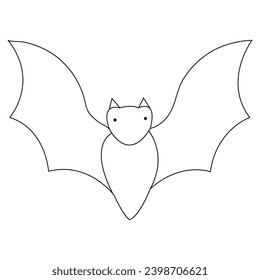 Continuous single line art cute bat drawing vector illustration