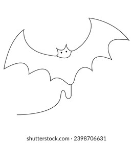 Dibujo continuo de una línea de arte lindo murciélago ilustración vectorial