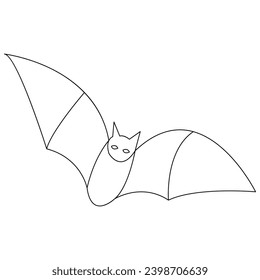 Continuous single line art cute bat drawing vector illustration