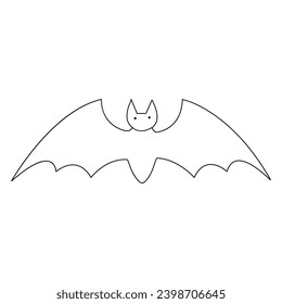 Continuous single line art cute bat drawing vector illustration