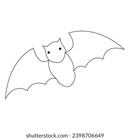 Continuous single line art cute bat drawing vector illustration