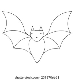 Continuous single line art cute bat drawing vector illustration