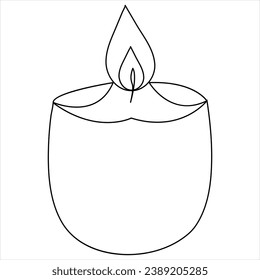 Continuous single line art drawing of candle