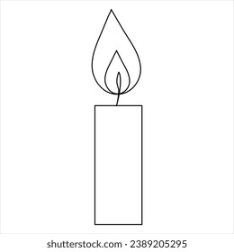 Continuous single line art drawing of candle