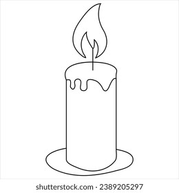 Continuous single line art drawing of candle