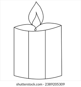 Continuous single line art drawing of candle