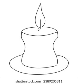 Continuous single line art drawing of candle