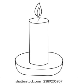Continuous single line art drawing of candle and minimalist outline vector art drawing