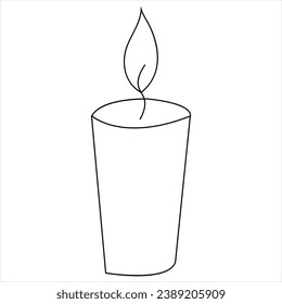 Continuous single line art drawing of candle and minimalist outline vector art drawing
