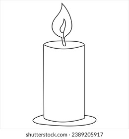 Continuous single line art drawing of candle and minimalist outline vector art drawing