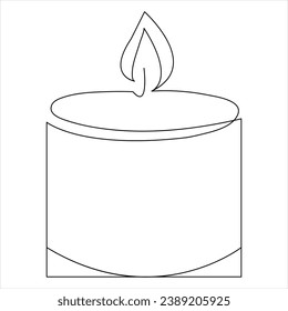 Continuous single line art drawing of candle and minimalist outline vector art drawing