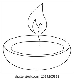 Continuous single line art drawing of candle and minimalist outline vector art drawing