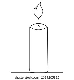Continuous single line art drawing of candle and minimalist outline vector art drawing