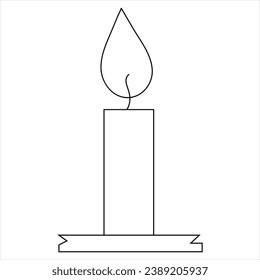 Continuous single line art drawing of candle and minimalist outline vector art drawing