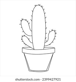 Continuous single line art drawing of cactus and minimalist outline vector art drawing