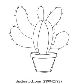 Continuous single line art drawing of cactus and minimalist outline vector art drawing