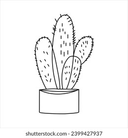 Continuous single line art drawing of cactus and minimalist outline vector art drawing