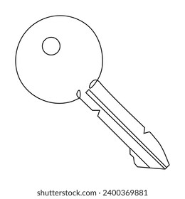 Continuous single line art drawing of lock key outline vector illustration